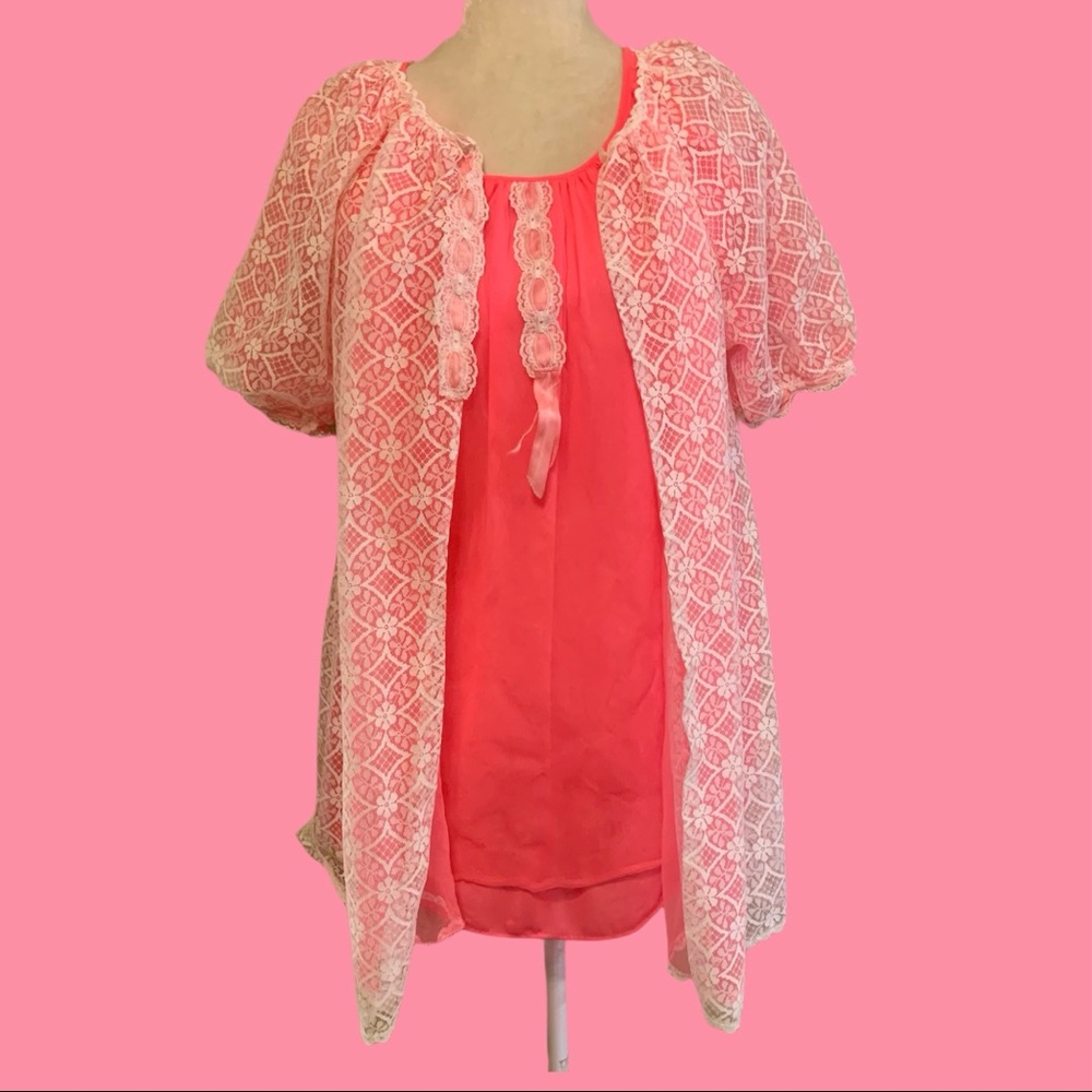60s Neon Peignoir Set